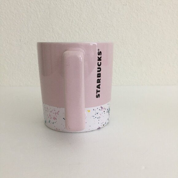 STARBUCKS Valentine's Pink White Paint Splatter Ceramic 12 oz Mug 2017 - Picture 6 of 8